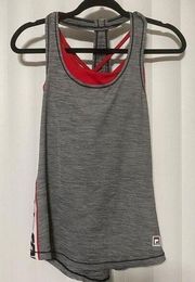 Fila gray/red tank top with red sports bra attached