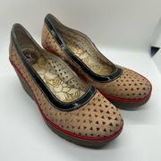 Fly London Wedge Shoes Color Cream/Red Size 37