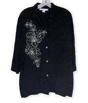 Josephine Chaus Embroidered Black Top