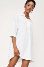 NWOT Short Sleeve Polo Oversize Mini Dress White Nasty Gal Size 2 XS Shirt Dress