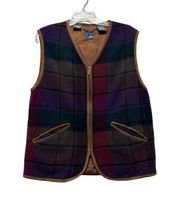 Vintage Liz Wear Wool Plaid Vest Size Medium
