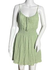 L.A. Hearts Mini Dress Green White Ditzy Floral Sleeveless Ruched Neck & Back