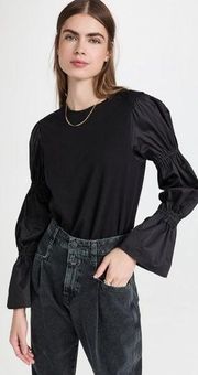 Something Navy | Cinched Bell Sleeve Top XXS Black
