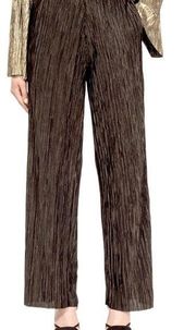 Coldwater Creek Plisse Pull On Wide Leg Pants Black Gold Large