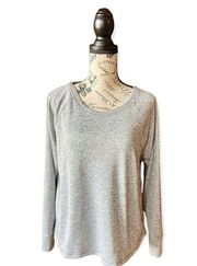 womens splendid grey white marled long sleeve pullover sweater L