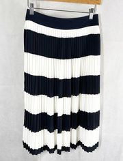 J.Crew Factory Store White Navy Pleated A Line Casual Skirt Size 0