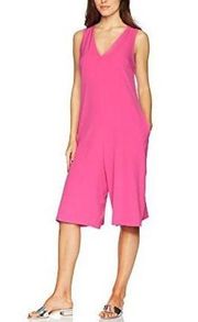 Nicole Miller NY Pink V-Neck Cropped Jumpsuit Size 8