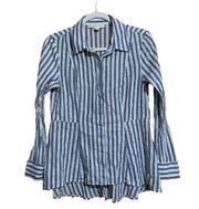 Michael Kors Womens Size Medium Multicolor Stripe Metallic Button Up Shirt Top