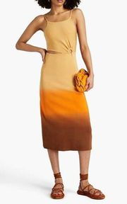 Sandro Aja Cutout Knit Dress in Orange 38 6 Womens Midi Cocktail