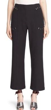 High Waist Virgin Wool Trouser Pants With Metal Details