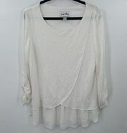 Joesph Ribkoff White Long Roll Tab Sleeve Tunic Blouse Size 14