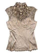 Romantic Silk and Lace Coquette Victorian Top with Beading Size XXS