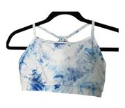 Onzie tye dye yoga sports bra white and blue Large