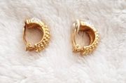 Vintage  Gold + Crystal Huggie Earrings