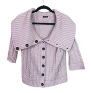 Magaschoni Lilac Merino Wool Button Front Sweater Knit Cardigan Women Sz S