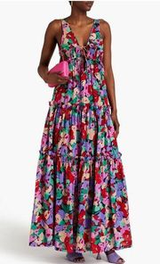 NICHOLAS Myla shirred floral-print cotton and silk-blend voile maxi dress