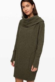 Lululemon Along the Way Sweater Dress in Heathered Dark Olive Women's Size Small
