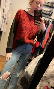 Colorblock Knit Sweater With Pocket