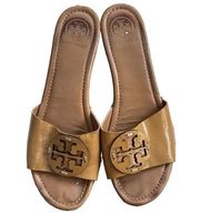 Tory Burch Tan Patent Leather Wooden Sandals  Shoes Size 8 DIY Repair Shown in p