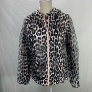 Leopard Cheetah Print Black And Pink Windbreaker Athletic Jacket (S)