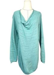 Tommy Bahama Lightweight Sweater Women's Size XL Teal Long Sleeves Cowl Neck