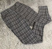 Hot Topic Plaid Preppy Pants Womens Medium Gray Tapered Office School Girl