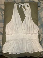 White  Beach Halter Top With Eyelet Design