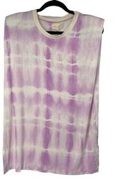 Melloday Lilac Stripe Tie Dye Sleeveless Top with shoulder pads