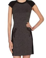 Rebecca Taylor Gray Black Cap Sleeve Sheath Dress Size 8