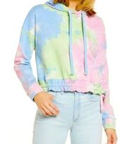 Blank NYC Tie Dye Hoodie Tease Me Cropped Hooded Drawstring at Hem Size XSmall