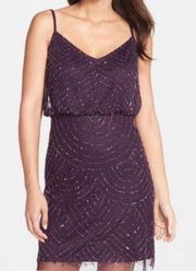 Purple Beaded Mini Dress