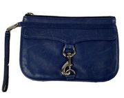 Rebecca Minkoff Womens Skinny MAC Wristlet Purse Navy Blue Leather Clutch