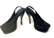 Alice + Olivia Black Suede Slingback Platform Close Toe High Heel Size 37 US 6.5