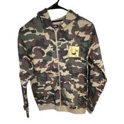 NWT True Religion Camo Patterned Zip Up Hoodie With Gold Buddha