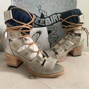 Freebird by Steven Hazel Ice Gladiator Sandals Heeled Lace Up Shoes Size 9