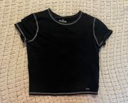 Black Baby Tee With White Stitching