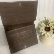 New York & Co Faux Leather Large Brown Clutch, Credit Card Slots & Can Hold IPad