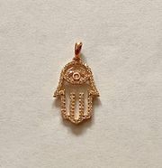 14k Gold Hamsa Eye CZ Charm Pendant - Perfect Birthday Gift | Gold Jewelry |
