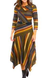 Danny & Nicole Asymmetrical Spilt Cowl Neck Striped Sweater Dress size 8