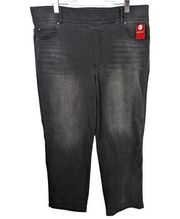 Spanx Straight Leg Jeans Vintage Black Slimming Faded Pull On NWT 3X Tall