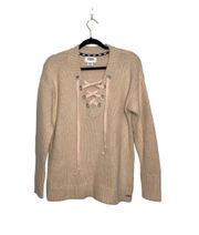 PINK Victoria’s Secret Cream Lace-up Oversized Sweater