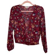 Jack by BB Dakota Allora Floral Burgundy Blouse