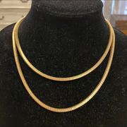 Express Gold Tone Double Layer Strand Choker Collar Statement Necklace