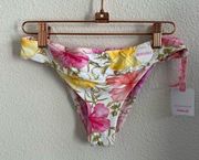 NWT Hurley X LoveShackFancy Hibiscus Reversible Cheeky Hipster Bikini Bottom M