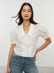 NWT! White Vintage Look Puffy Sleeves Crop Top