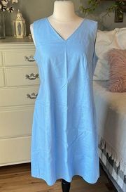 Linen Blue Slip Dress Kim Rogers Summer Knee Length Womens Small