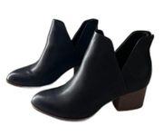 SO Women's Black Cut Out Ankle Boots Heel Western Slip On - 8