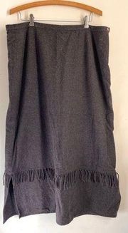 J. Jill Vintage Wool Fringe Hem Long Brown Skirt size 16