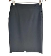 St. John Straight Pencil Skirt Black Back Zip Pockets Belt Loops Size 4