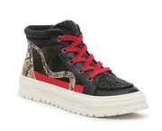 Black Red & Snake Print Jaxie High Top Oxford Sneakers Size 9.5